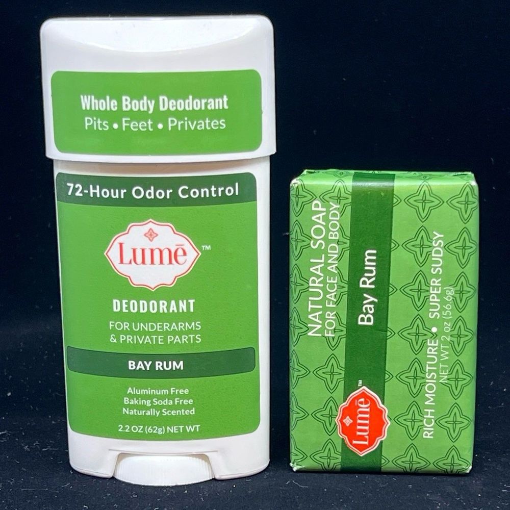 All Natural Whole Body Deodorant BAY RUM Bar Soap & Cream Stick Deodorant
